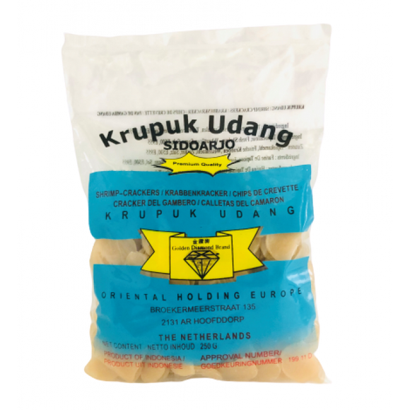 Golden Diamond Krupuk Udang Borrel 2x3cm 250g / 金钻石 波罗虾片 250克（未炸）