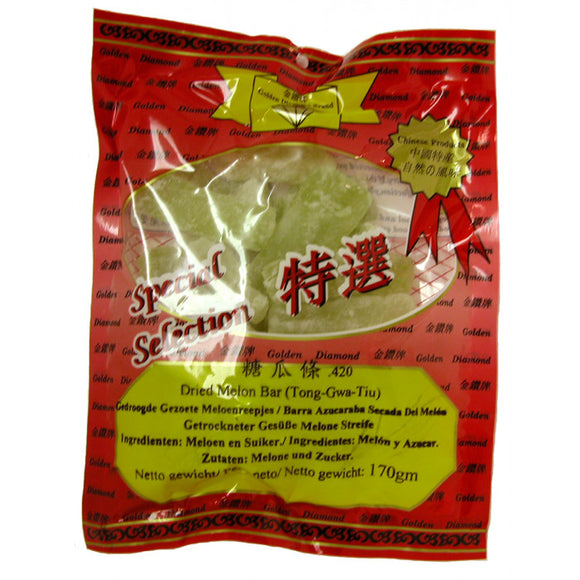 Golden Diamond Dried Melon Bar (Tong-Gwa-Tiu) 170g 糖瓜條