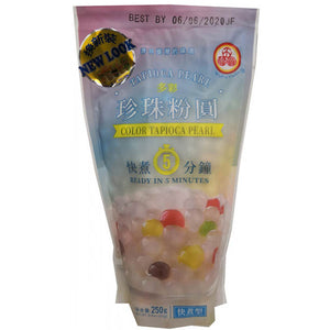 Wu Fu Yuan Tapioca Pearl Mix Colour 250g彩色珍珠粉圆