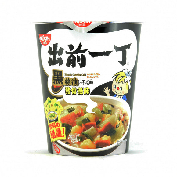 Nissin Demae Ramen Instant Cup Noodle Black Garlic Oil Tonkotsu 72g / 出前一丁(杯麵)黑蒜油豬骨濃湯味