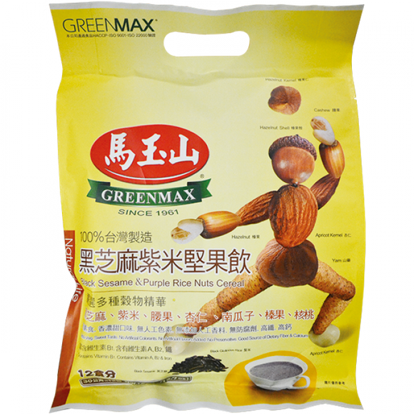 Greenmax Black Sesame & Purple Rice Nuts Cereal 马玉山黑芝麻紫米堅果饮12x30g