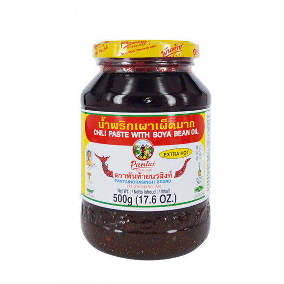 Pantainorasingh Chilli Paste with Soya Bean Oil 500g / 辣酱大豆酱 500克