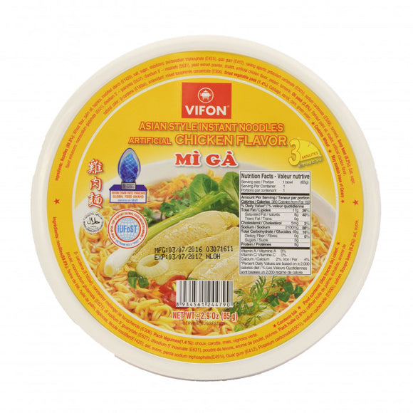 Vifon Instant Bowl Noodles Chicken Flavour Mi Ga 85g