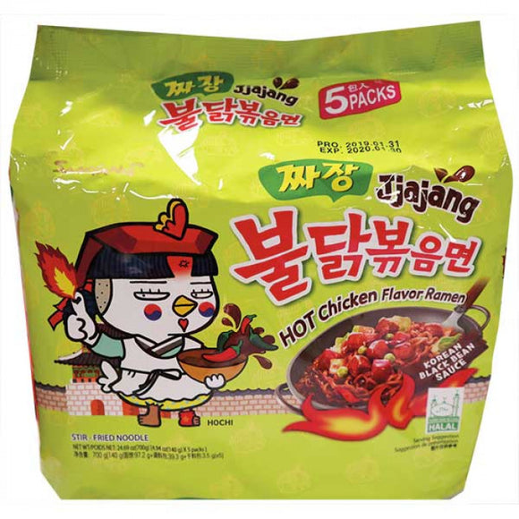 Samyang Hot Chicken Ramen Jjajang 140gX5packs 700g / 三养韩国炸酱火鸡面 140gX5包 700g