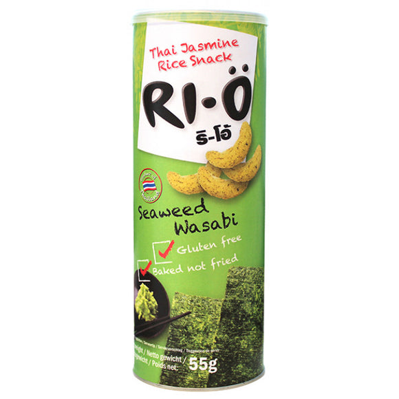 RI-O Thai Jasmine Rice Snack Flavour Seaweed Wasabi 55g / Ri-O 芥末味海苔脆 55克