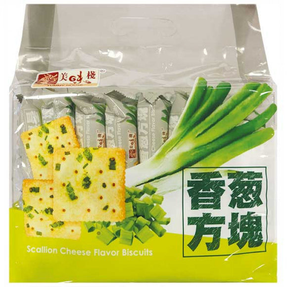 YUMMY HOUSE Scallion Cheese Flavor Biscuits 300g / 美味栈香葱方块 300g