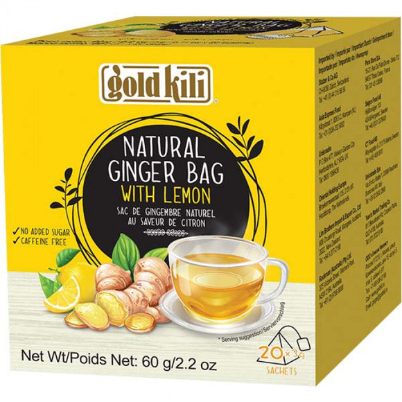 Gold Kill Natural Ginger Lemon Bag 20x3g / 金麒麟 纯天然姜茶（柠檬味）20x3克