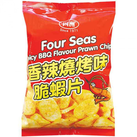 FOUR SEAS Spicy BBQ Flavour Prawn Chips 30g /四洲 香辣烧烤味脆虾片