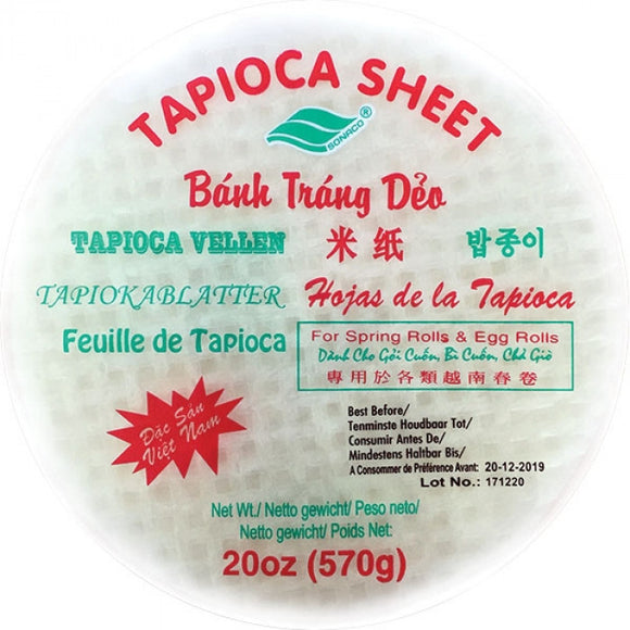 Sonaco Tapicoa Sheets (BT Deo Tray) for Spring Rolls and Egg Rolls 22cm 越南菱粉米纸 570g